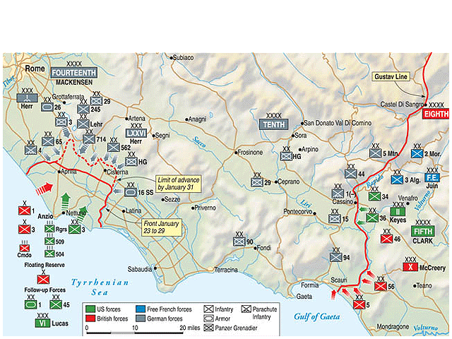 Anzio Map - Operation Shingle 1944 - U.S. 3rd Infantry Division