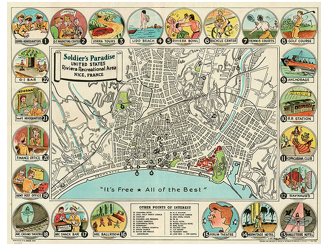 USRRA WWII - Printed Map of Nice