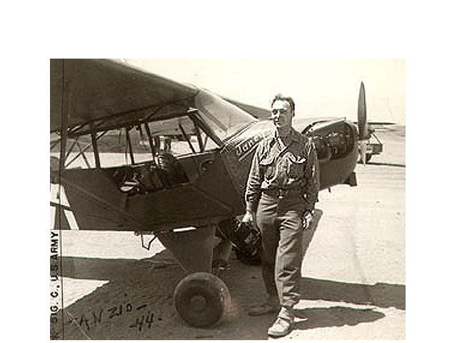 Bill Heller and Piper Cub Janey at Anzio 1944 - 3rd Signal Co. - 3rd Infantry Division WWII